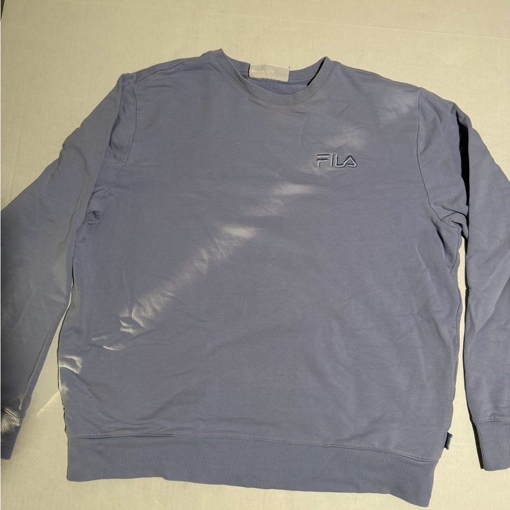 FILA purple ls crewneck sweatshirt with pockets, women's large
